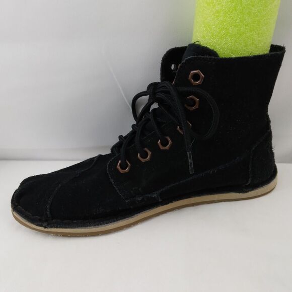 Toms Chukka Tomboy Boots Black Leather Suede Shoes Womens Size 7 - Picture 9 of 13
